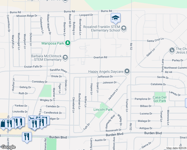 map of restaurants, bars, coffee shops, grocery stores, and more near 5609 Jefferson Drive in Pasco