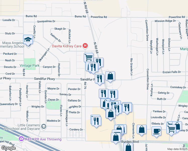 map of restaurants, bars, coffee shops, grocery stores, and more near 7421 Sandifur Parkway in Pasco