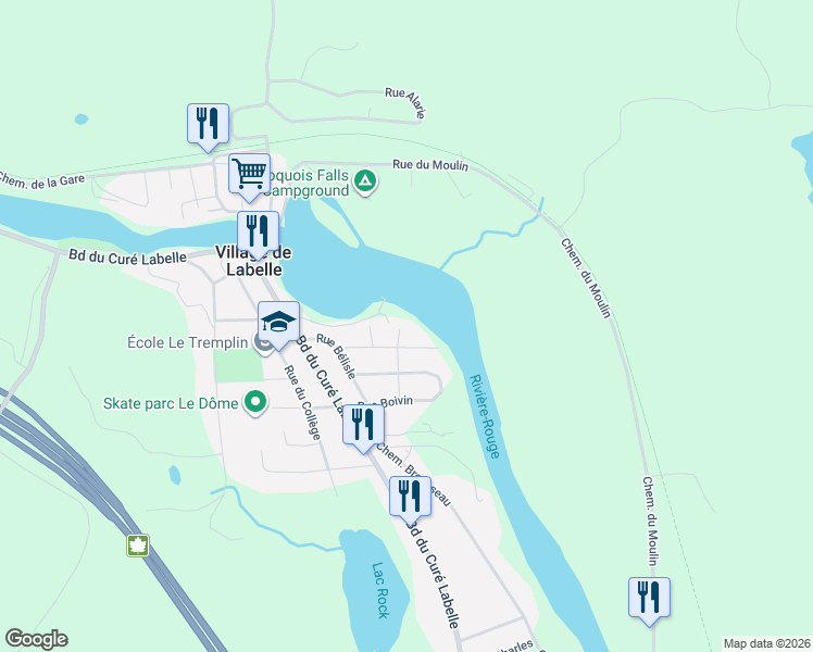 map of restaurants, bars, coffee shops, grocery stores, and more near 160 Rue l'Allier in Labelle