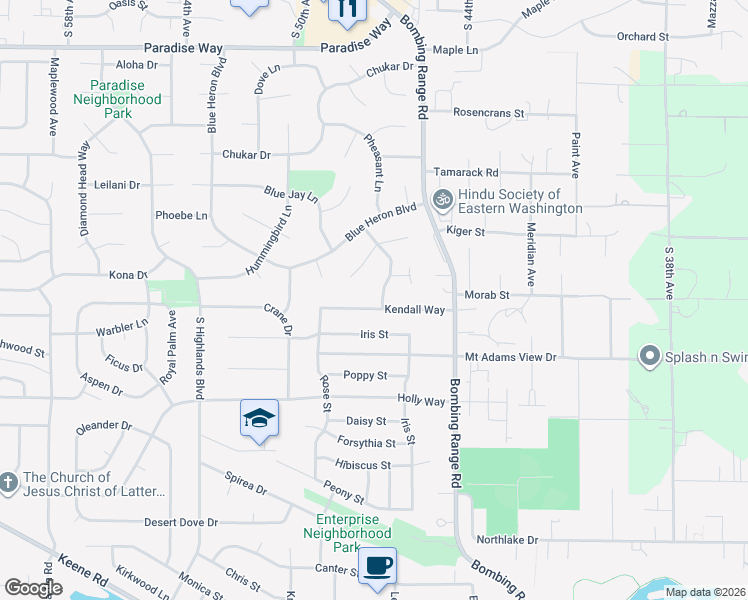 map of restaurants, bars, coffee shops, grocery stores, and more near 4700 Kendall Way in West Richland