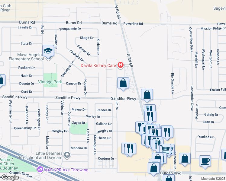 map of restaurants, bars, coffee shops, grocery stores, and more near in Pasco