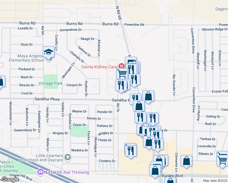 map of restaurants, bars, coffee shops, grocery stores, and more near in Pasco