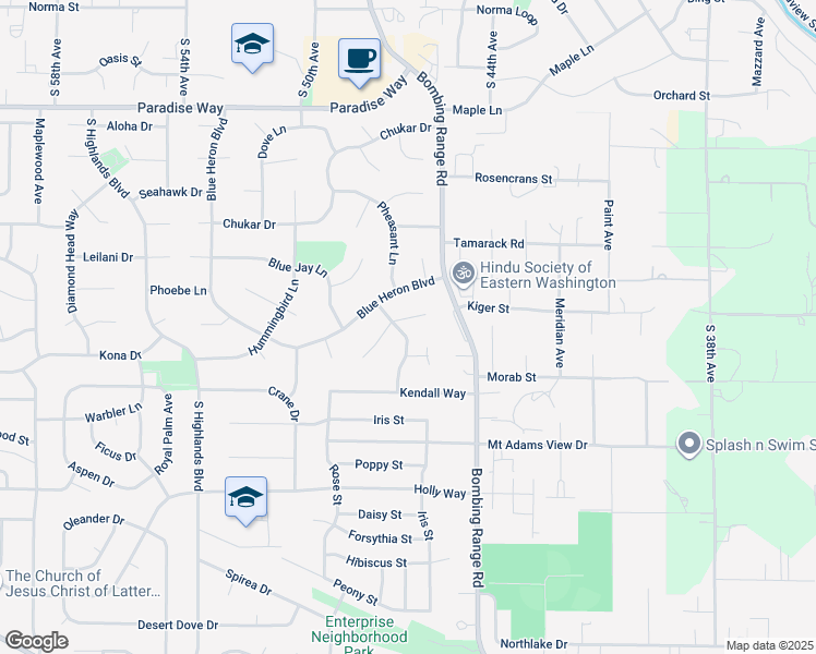 map of restaurants, bars, coffee shops, grocery stores, and more near 2410 Towhee Ln in West Richland