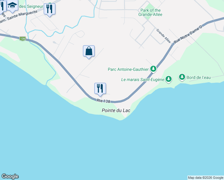 map of restaurants, bars, coffee shops, grocery stores, and more near 360 Rue Dionne in Trois-Rivières