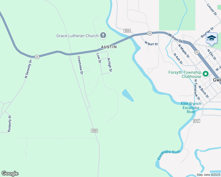 map of restaurants, bars, coffee shops, grocery stores, and more near 100 Low Street in Gwinn