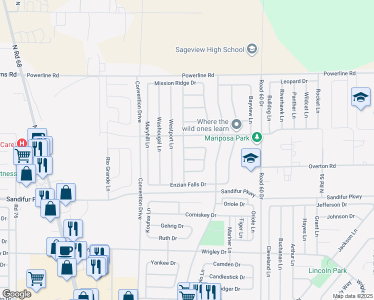 map of restaurants, bars, coffee shops, grocery stores, and more near 6448 Damon Point Drive in Pasco