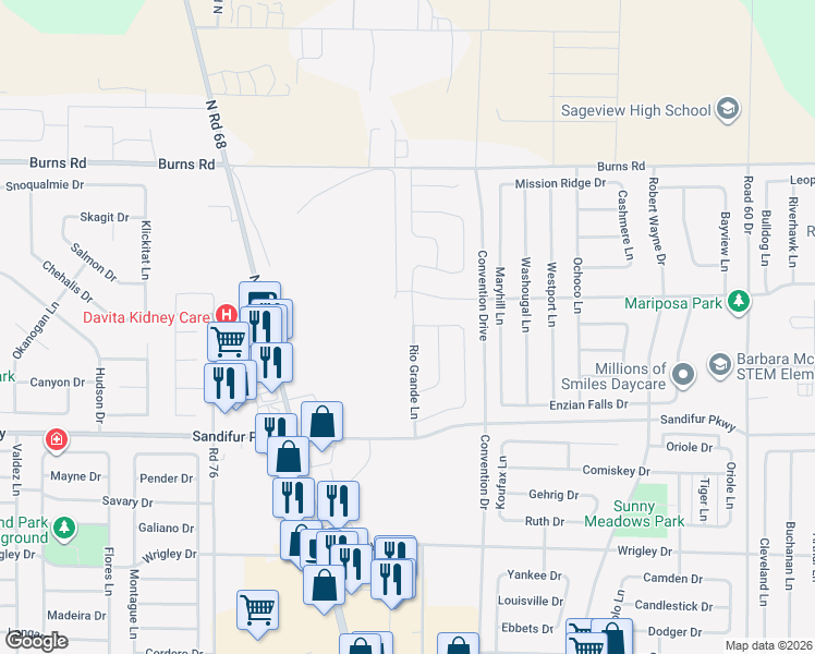 map of restaurants, bars, coffee shops, grocery stores, and more near 5914 Rio Grande Lane in Pasco