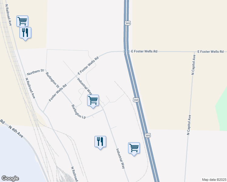 map of restaurants, bars, coffee shops, grocery stores, and more near 5805 Industrial Way in Pasco