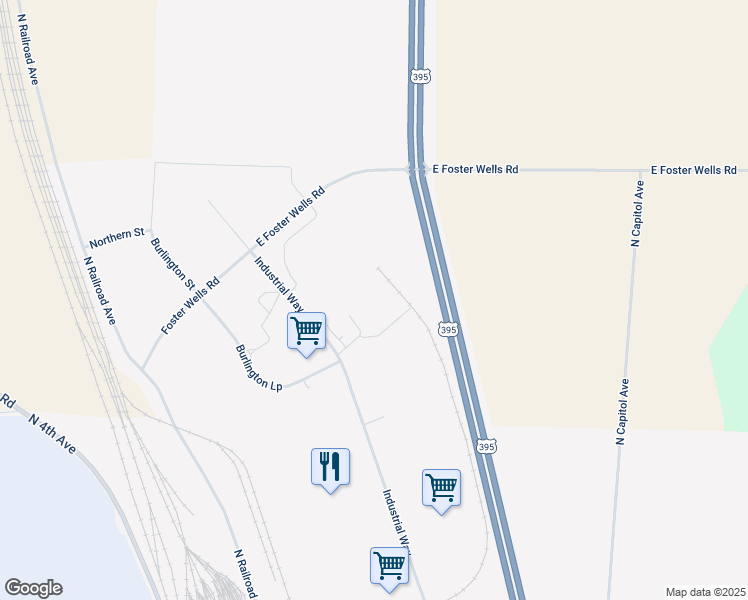 map of restaurants, bars, coffee shops, grocery stores, and more near 5805 Industrial Way in Pasco