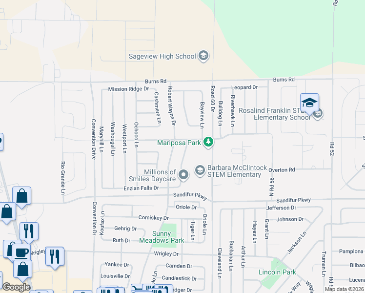 map of restaurants, bars, coffee shops, grocery stores, and more near 5821 Robert Wayne Drive in Pasco