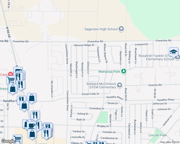 map of restaurants, bars, coffee shops, grocery stores, and more near 6448 Damon Point Drive in Pasco
