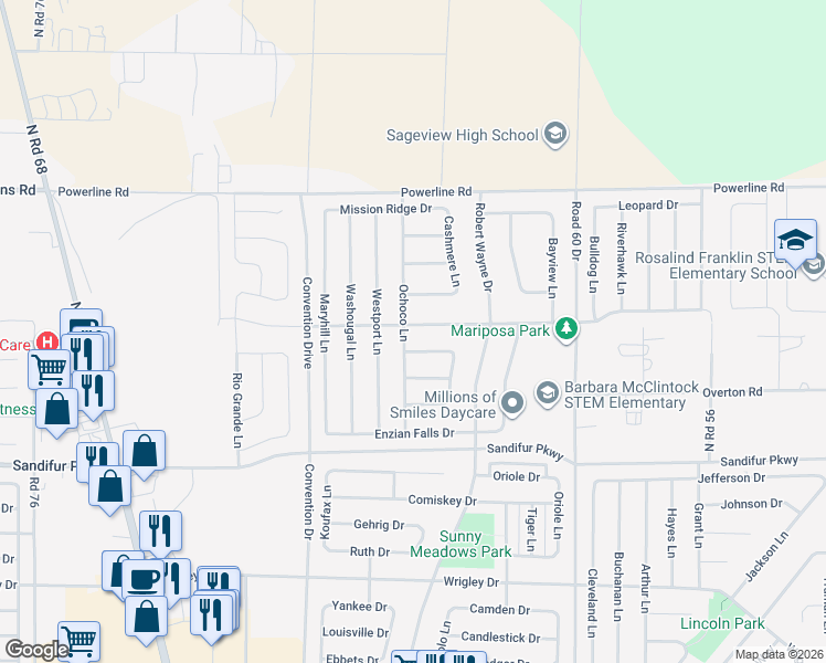 map of restaurants, bars, coffee shops, grocery stores, and more near 6448 Damon Point Drive in Pasco