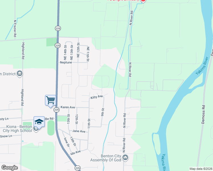 map of restaurants, bars, coffee shops, grocery stores, and more near 1312 9th Street in Benton City