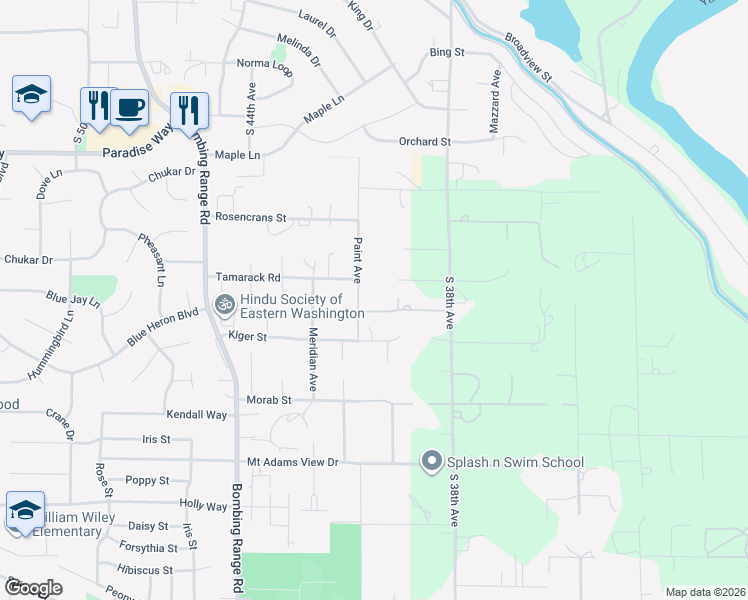 map of restaurants, bars, coffee shops, grocery stores, and more near 4001 Tamarack Road in West Richland