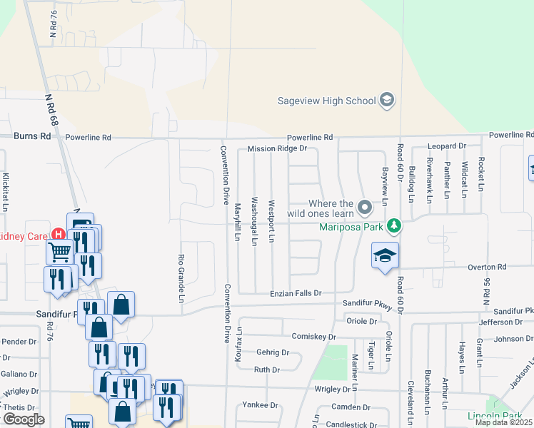 map of restaurants, bars, coffee shops, grocery stores, and more near 6010 Westport Lane in Pasco