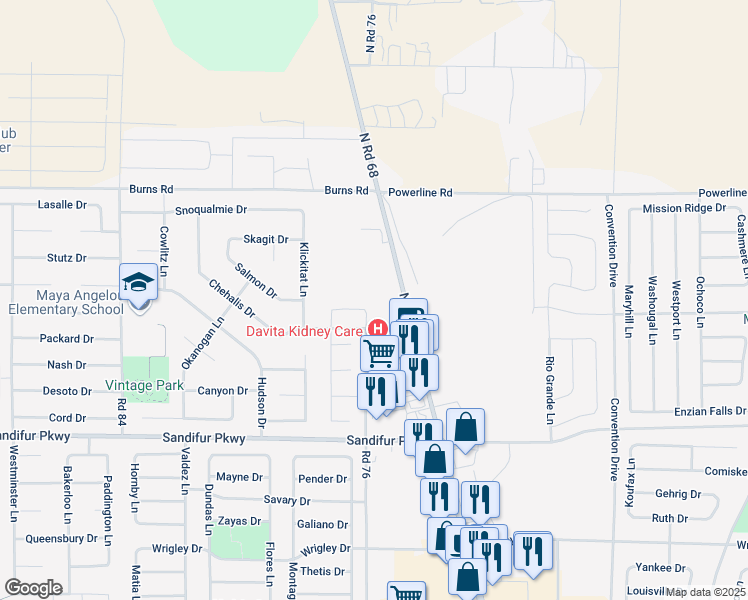 map of restaurants, bars, coffee shops, grocery stores, and more near 6102 North Road 68 in Pasco