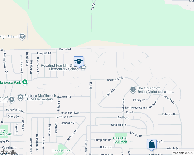 map of restaurants, bars, coffee shops, grocery stores, and more near Santa Cruz Lane in Pasco