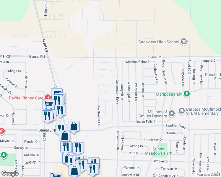 map of restaurants, bars, coffee shops, grocery stores, and more near Convention Dr in Pasco