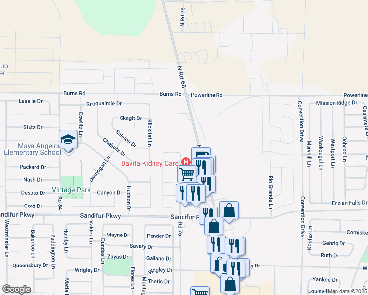 map of restaurants, bars, coffee shops, grocery stores, and more near 6102 North Road 68 in Pasco