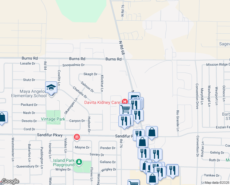 map of restaurants, bars, coffee shops, grocery stores, and more near 6102 North Road 68 in Pasco