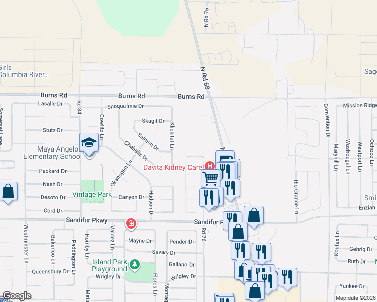 map of restaurants, bars, coffee shops, grocery stores, and more near 7707 Tekoa Drive in Pasco