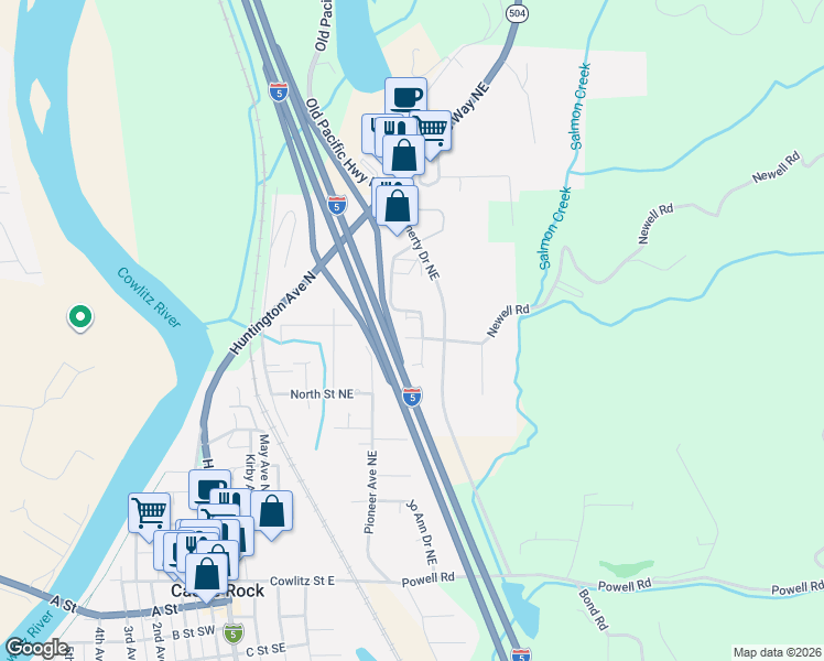 map of restaurants, bars, coffee shops, grocery stores, and more near 811 Little Avenue Northeast in Castle Rock