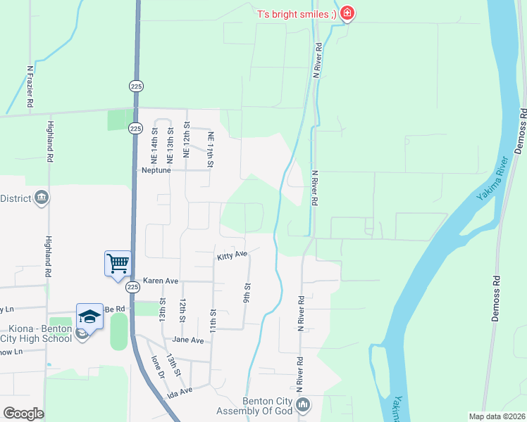 map of restaurants, bars, coffee shops, grocery stores, and more near 46712 North 9th Street in Benton City