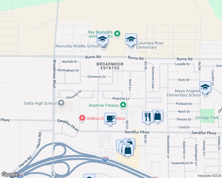 map of restaurants, bars, coffee shops, grocery stores, and more near 9305 Vincenzo Drive in Pasco