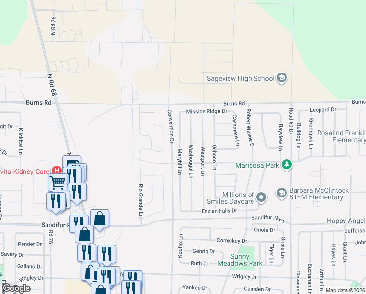 map of restaurants, bars, coffee shops, grocery stores, and more near 6017 Mary Hill Lane in Pasco