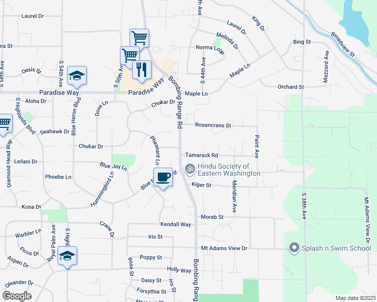 map of restaurants, bars, coffee shops, grocery stores, and more near 4540 Tamarack Road in West Richland