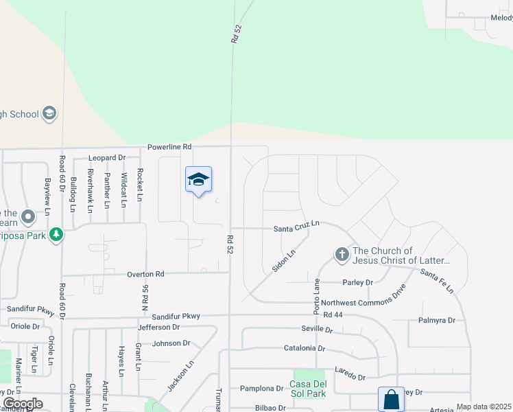 map of restaurants, bars, coffee shops, grocery stores, and more near Santa Cruz Lane in Pasco