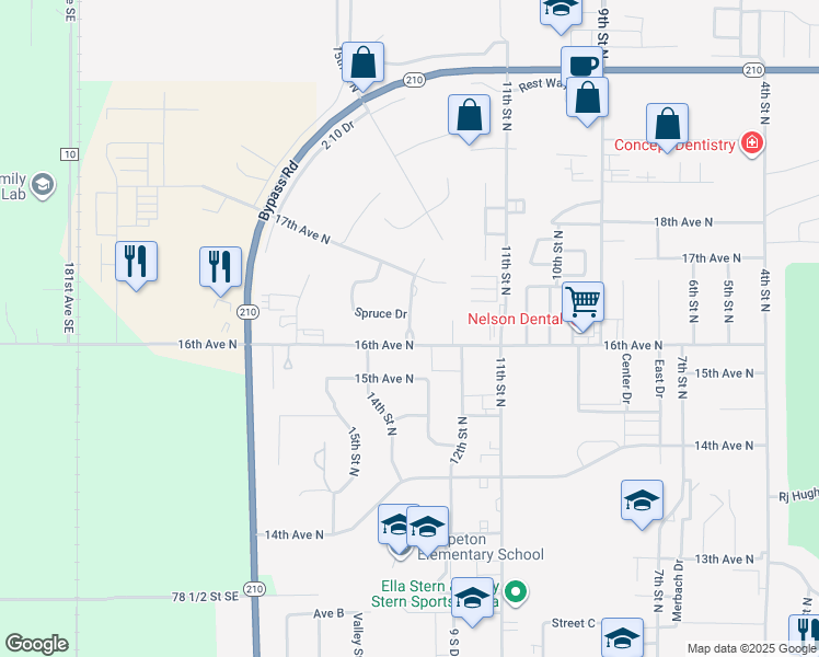map of restaurants, bars, coffee shops, grocery stores, and more near 1627 Woodland Dr in Wahpeton