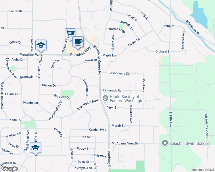map of restaurants, bars, coffee shops, grocery stores, and more near 4540-4562 Tamarack Road in West Richland