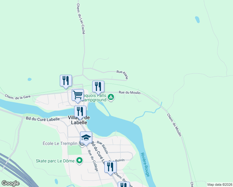 map of restaurants, bars, coffee shops, grocery stores, and more near 452 Rue du Moulin in Les Laurentides