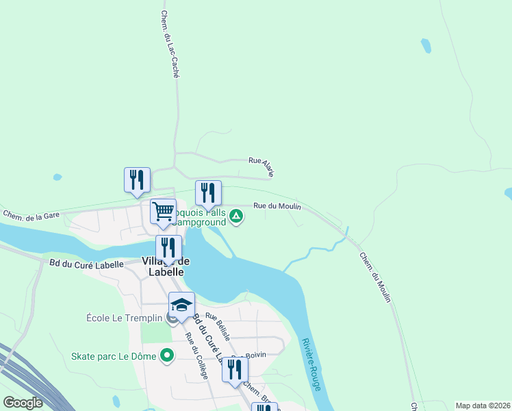 map of restaurants, bars, coffee shops, grocery stores, and more near 452 Rue du Moulin in Les Laurentides