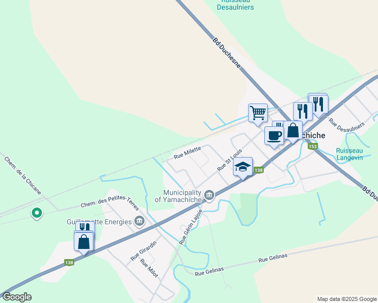 map of restaurants, bars, coffee shops, grocery stores, and more near 355 Rue Milette in Yamachiche