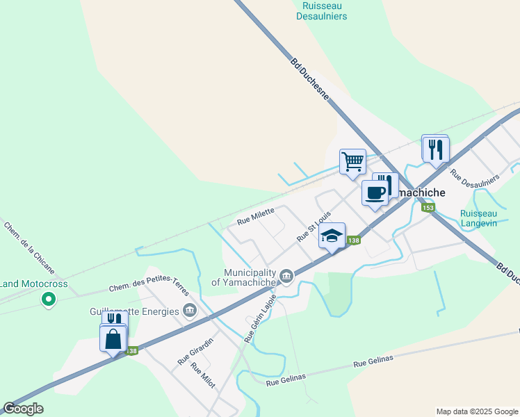 map of restaurants, bars, coffee shops, grocery stores, and more near 391 Rue Milette in Yamachiche