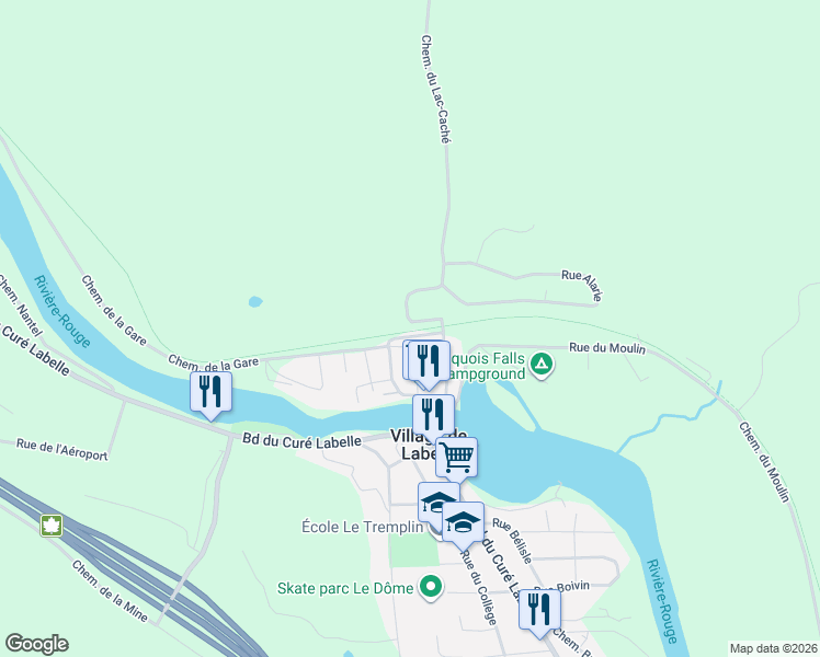 map of restaurants, bars, coffee shops, grocery stores, and more near 680 Chemin Nephtalie Maher in Labelle
