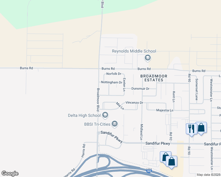 map of restaurants, bars, coffee shops, grocery stores, and more near 6119 Leicester Lane in Pasco