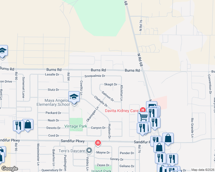 map of restaurants, bars, coffee shops, grocery stores, and more near 7907 Skagit Drive in Pasco