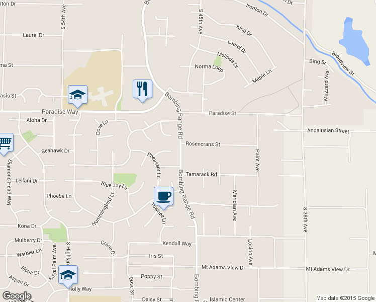 map of restaurants, bars, coffee shops, grocery stores, and more near 1800 Bombing Range Road in West Richland