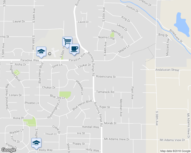 map of restaurants, bars, coffee shops, grocery stores, and more near 4599 Rosencrans Street in West Richland
