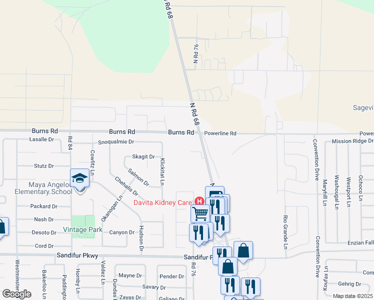 map of restaurants, bars, coffee shops, grocery stores, and more near 6212 North Road 68 in Pasco