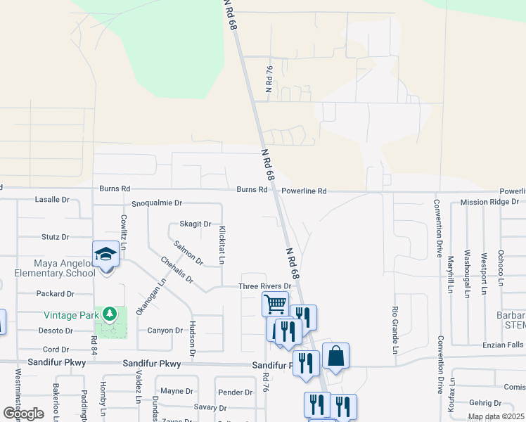 map of restaurants, bars, coffee shops, grocery stores, and more near 6212 North Road 68 in Pasco