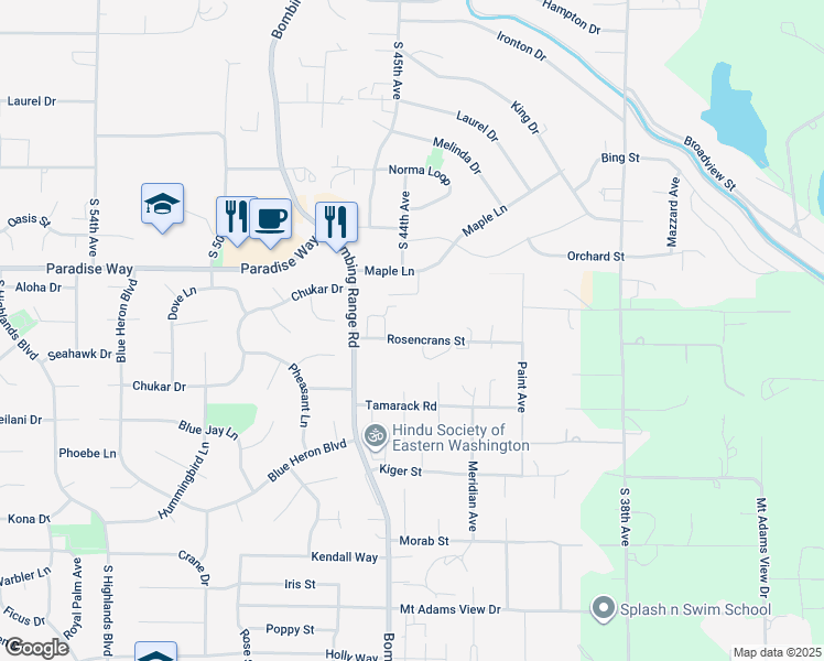 map of restaurants, bars, coffee shops, grocery stores, and more near 4101-4599 Rosencrans Street in West Richland