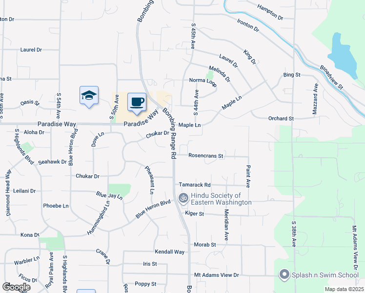 map of restaurants, bars, coffee shops, grocery stores, and more near 1800 Bombing Range Road in West Richland