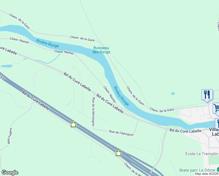 map of restaurants, bars, coffee shops, grocery stores, and more near 462 Chemin Nantel in Labelle