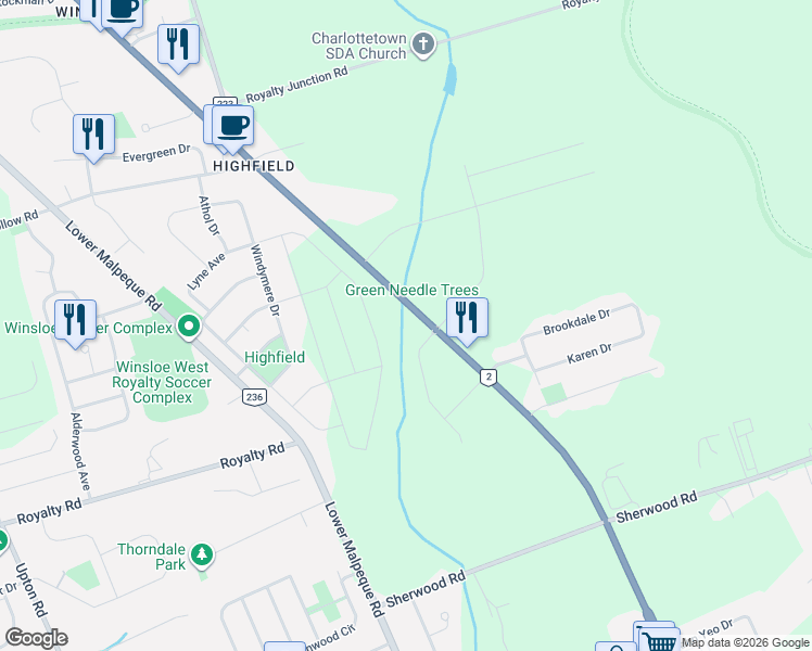 map of restaurants, bars, coffee shops, grocery stores, and more near 370 Malpeque Road in Charlottetown