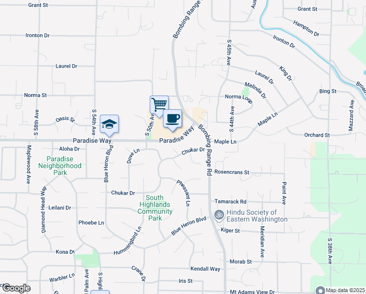 map of restaurants, bars, coffee shops, grocery stores, and more near 1630 Teal Court in West Richland