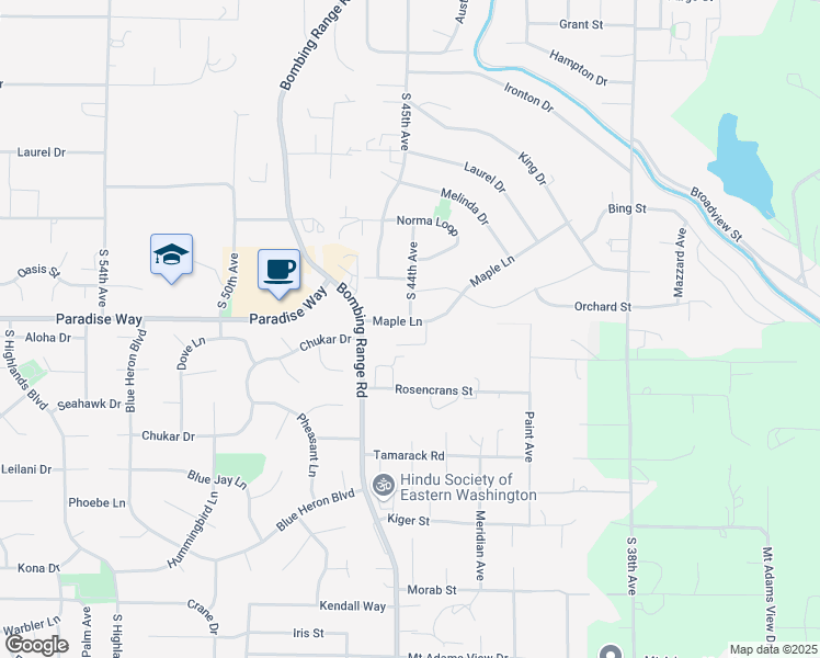 map of restaurants, bars, coffee shops, grocery stores, and more near 4478 Thompson Court in West Richland